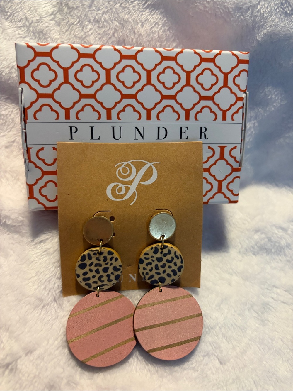 Plunder Pink, Gold & Leopard Tiered Statement Earrings